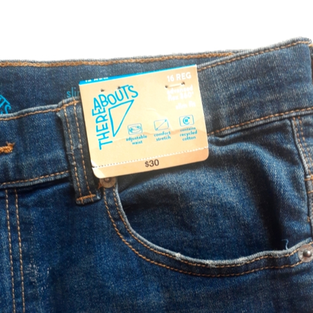 NWT- Thereabouts Boys Adjustable "Advanced Flex 360" Slim Fit Jean SIZE 16REG